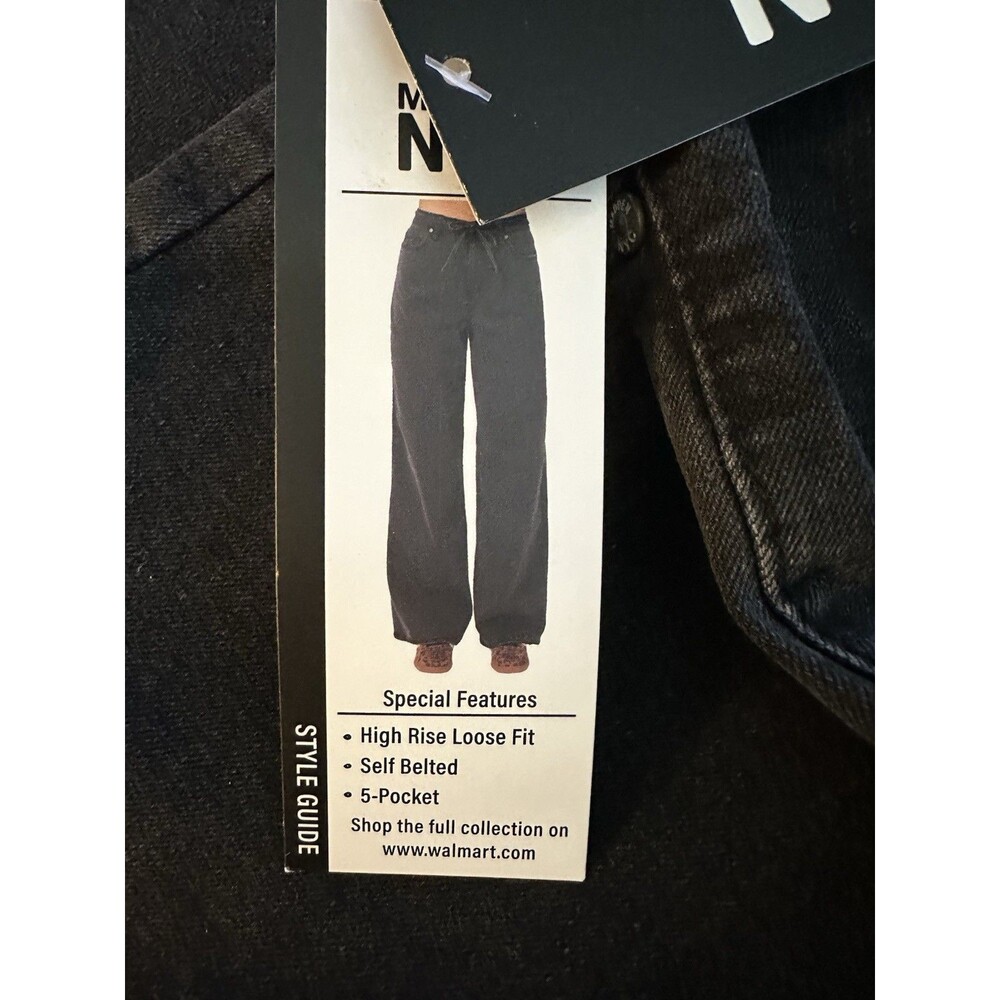 Madden NYC Black Wide Leg Jeans NWT Size 0 High Rise Loose Fit